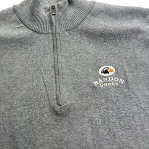 Peter Millar Sweater Gray Mock Neck.  Half Zip.  Zipper. Size Men's Large Cotton